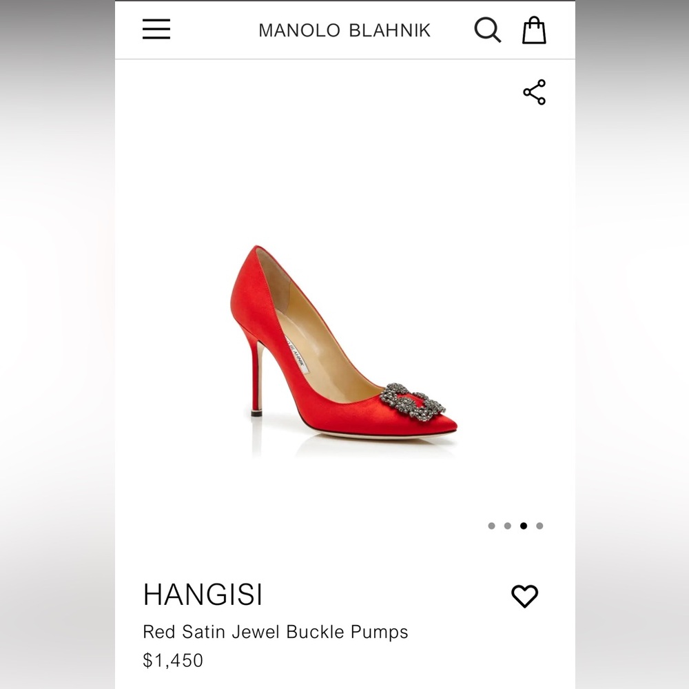 Manolo Blahnik Hangisi Red Satin Crystal Pumps – 105mm